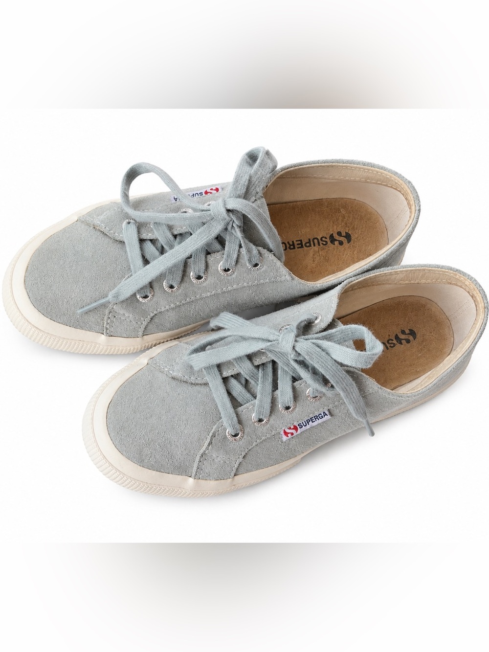 Superga Dusty Blue Gray Suede Leather Low Top Sneakers Women's 7 EUC